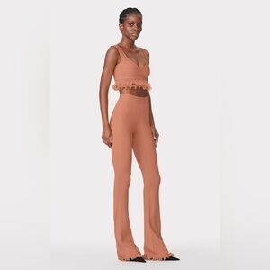 Herve Leger Ribbed Hazel long ruffle bandage pants